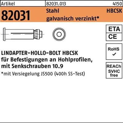 Produktbild von Hohlraumdbel R 82031 m.Senkschraube HBCSK 08-1 ( 50/22) 10.9 galvanisch verzinkt