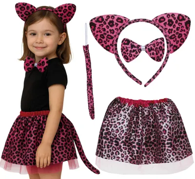 Immagine prodotto di Animale fascino set leopardo rosa carnevale festa accessori fascia fiocco tutu coda animale