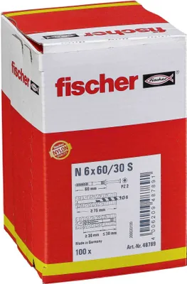 Zdjęcie produktu dla Kotwa gwoździowa Fischer N 6x60/30 S 100 szt.