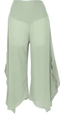Produktbild von Palazzohose, Weite Boho Sommerhose, Weiter Hosenrock - Salbei, Damen, Grün, Viskose, Größe: S
