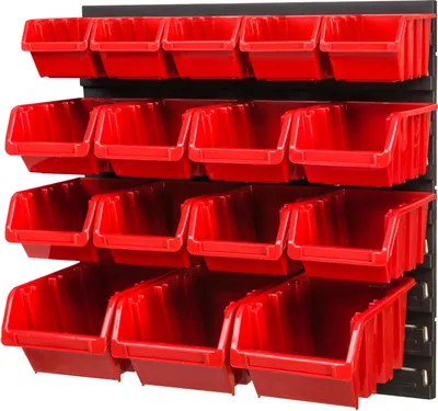 Produktbild von Stapelboxen Wandregal Box Sichtlagerkästen Schüttenregal Lagersystem 16 Boxen