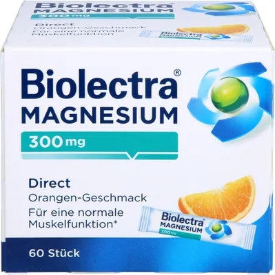 Produktbild von Biolectra Magnesium 300 mg direct Orangengeschmack Pellets in Sticks , 60 St. Beutel