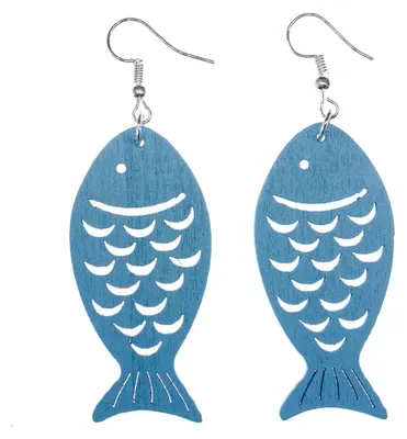 Produktbild von Fische Ohrringe Miniblings Ohrhänger Fisch hölzern Holz Ohrhänger Hellblau Blau