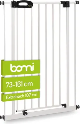 Produktbild von BOMI® Türschutzgitter Extrahoch 73-161 cm | Ohne Bohren | 90° Feststellfunktion | Schließt automatisch | Treppenschutzgitter