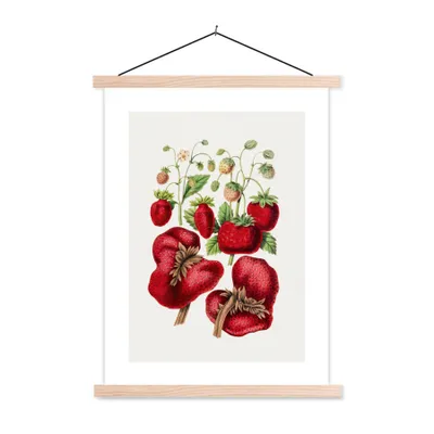 Produktbild von MuchoWow® Textilposter Lebensmittel - Obst - Erdbeeren 120x160 cm mit holzfarbenen Rahmen - Plakatkarton