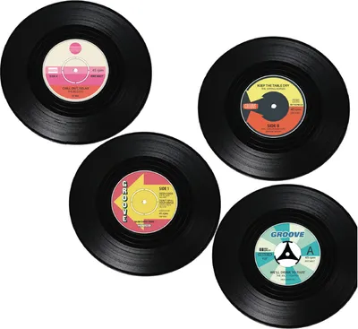 Produktbild von Vinyl Schallplatten Untersetzer 4er Set