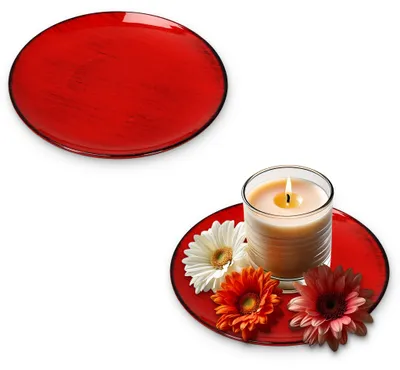Immagine prodotto di Set di 2 piatti decorativi da 15 cm in rosso e nero per interni ed esterni