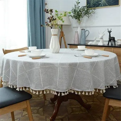 Produktbild von Famanu Rundes Tischdecken-Design - Wasserabweisend,  Grau, 120 cm
