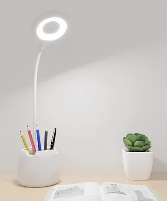 LED-Büroleuchte mit 16 LEDs, 3 Helligkeitsstufen, USB, Touch, weiß