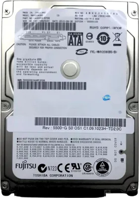 Imagen del producto de Disco duro Fujitsu Mhy2080bh, 80GB, HDD de 2,5", SATA, 5400rpm, compatible con Windows