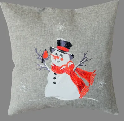 Produktbild von Kissenhülle 40 x 40 cm Stickerei Schneemann 40 x 40 cm Kissenhülle