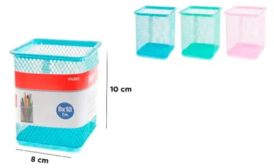 Image de Pot à Crayons Métal Carré Rangement De Bureau Durable Et Coloré - Mp