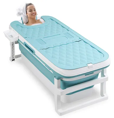 Produktbild von Peviasot Faltbare Badewanne 149x60x50cm XXL Blau aus PP- und TPE-Kunststoff mit Massagerollen für große Personen
