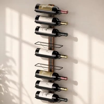 Image de Porte-bouteilles mural - Casier à vin - 9 bouteilles - Noir