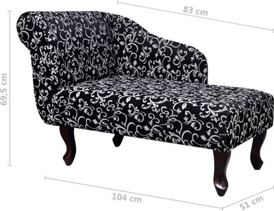 vidaXL Chaise Longue Černá a bílá tkanina