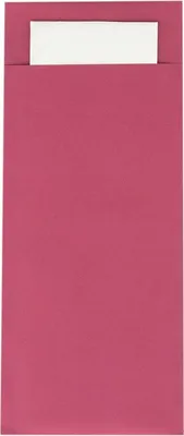 Produktbild von Bestecktasche in Bordeaux 85 x 200 mm, mit 2-lagiger Tissue-Serviette in Weiß - 100 Stück