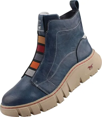 Produktbild von Mustang Damen Stiefelette sportlich Winterboot Warmfutter Plateausohle 1499-606, Größe:37 EU, Farbe:Blau