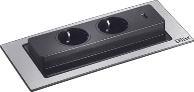 Produktbild von Evoline Backflip, Edelstahl 2-Fach Steckdose 417515