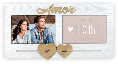 Image de Cadre photo double en bois ZEP Amor 10 x 15 cm, 34,5 x 17 cm
