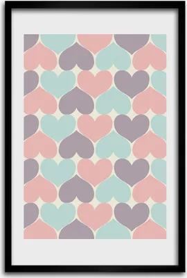 Produktbild von Bild - Bilderrahmen - 40 cm x 60 cm - MDF - Rahmen - Wandkunst - Bunte Herzen
