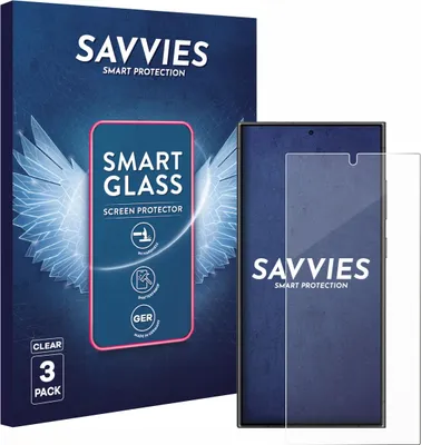 Produktbild von 3x Savvies Schutzglas Folie für Samsung Galaxy S24 Ultra 9H Panzer Schutzfolie Glas Displayschutz klar transparent