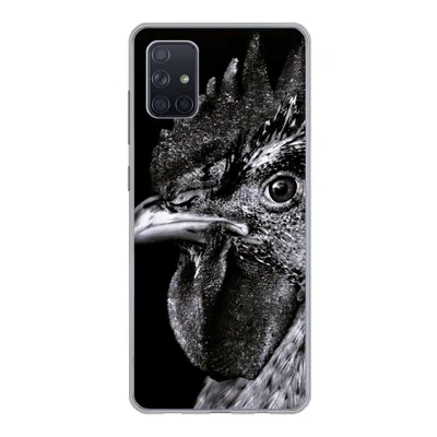 Produktbild von MuchoWow® Handyhülle Schutzhülle Hülle für Samsung Galaxy A71 Hahn - Vogel - Schwarz - Weiß Silikon Softcase Handy Hülle - Kartenbesitzer