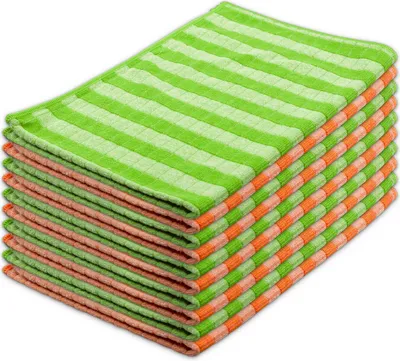 Zdjęcie produktu dla Ręczniki kuchenne, ściereczki do suszenia, ściereczki do czyszczenia i inne ściereczki z mikrofibry bambusowej do użytku domowego, samochodowego i nie tylko. Zestaw 10 sztuk ręczników kuchennych z mikrofibry w kolorach pomarańczowym i zielonym (60x40 cm)