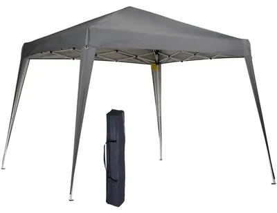 Obrázok produktu pre Sklápateľný pavilón – záhradný pavilón 2,4 x 2,4 m – vodotesná strecha z materiálu Oxford – ochrana proti UV žiazeniu – oceľová konštrukcia – s prepravnou taškou – svetlosivá farba