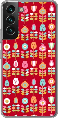 Produktbild von MuchoWow® Handyhülle Schutzhülle Hülle für Telefoonhoesje Samsung Galaxy S22 Plus Muster - Blumen - Retro - Rot Silikon Softcase Handy Hülle - Schutzabdeckung
