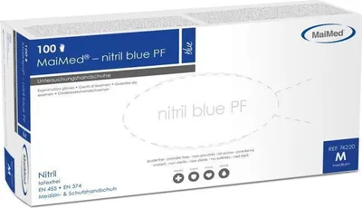 Produktbild von MaiMed Nitril Blue | 1000 Nitrilhandschuhe | blau | Gr. M | Einweghandschuhe