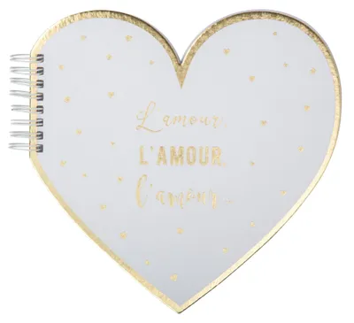 Produktbild von Gästebuch Herzform Liebe Gold 20 cm Weiß Hochzeit - Einheitsgröße