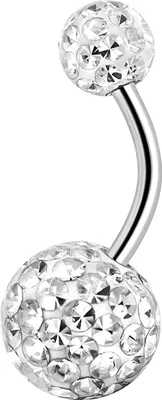 Immagine prodotto di Piercing all'ombelico in titanio G23 rivestito di elementi di cristallo con sfere da 5/8 mm - Bianco - 12,0 millimetri