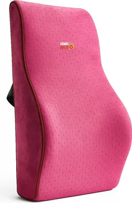 Obrázek produktu pro Kompletní bederní polštář pro kancelářskou židli nebo auto, Linomag®, paměťová pěna, růžová, 45 x 38 x 12 cm