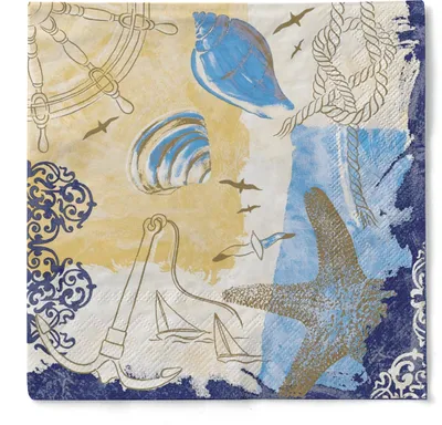 Produktbild von Tissue Serviette Del Mar, 33 x 33 cm, 3-lagig, 100 Stück - Mank - Maritim