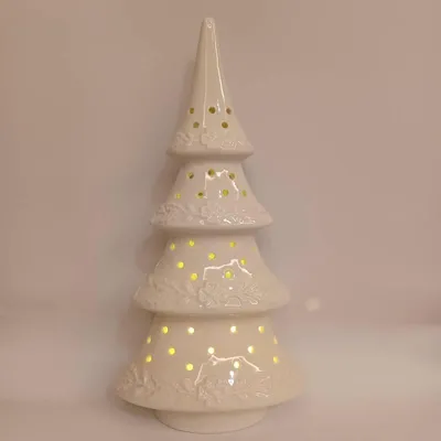 Obrázek produktu pro DECOLED Keramický stromeček, 15 x 9,2 x 29 cm, teple bílá, 2xLR44