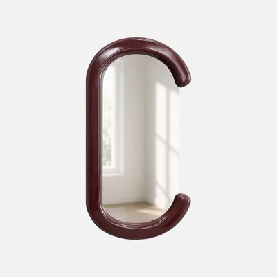 Produktbild von sweeek - Ovaler Spiegel mit Holzdekor 91 cm - Bordeaux