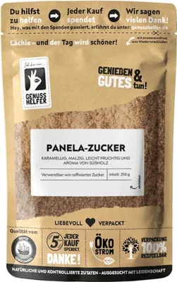 Produktbild von Panela Zucker, Rohrzucker aus Peru, Vollrohrzucker mit Karamell- und Malzaromen, 250g