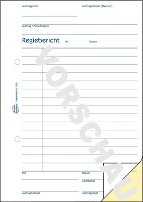Produktbild von Formularbuch Regiebericht A5 hoch Packung mit 10 Stück