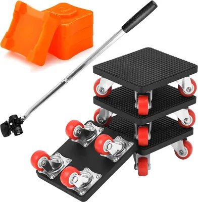 Produktbild von 4 Möbelrollen Set mit Lastenheber für den Transport schwerer Möbel