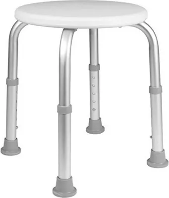 Produktbild von Rund Duschstuhl, Badstuhl, Duschhocker,unterstützte Dusche, höhenverstellbar, weiß