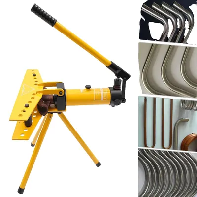 Obrázok produktu pre Ručný hydraulický ohýbač rúrok, maximálna sila 10 ton, priemer až 1 palec, v balení 6 tvaroviek, ergonomická rukoväť, nastaviteľný uhol ohybu