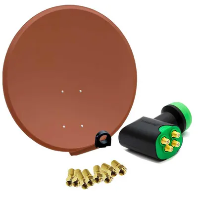 Produktbild von PremiumX SAT Anlage 80cm Antenne GreenDiamond Quad LNB 8x F-Stecker