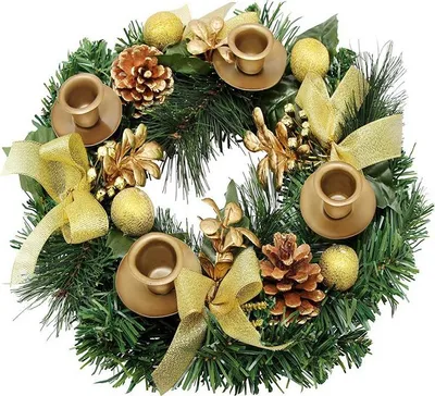 Produktbild von Weihnachts-Adventskranz, 30,5 cm grosser Advents-Kerzenhalter, Ring, kuenstlicher Weihnachtskranz mit Band, Tannenzapfen, fuer Advent, Herzstueck, Urlaub, Weihnachten, Heimdekoration, keine Kerzen