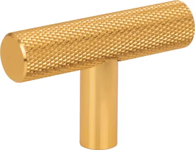 Image de Bouton de meuble élégant en or mat - aluminium avec design cannelé, idéal pour les armoires et les tiroirs, modèle Bellezza, 5 cm de long, vis de montage incluse.