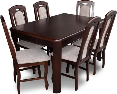 Produktbild von Klassische Esszimmer Möbel Essgarnitur Tisch Holz Komplett Set 7tlg. Essgruppe