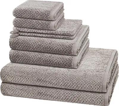 Produktbild von Cawö Pure 2 X Wasch- 2 X Gäste- 2 X Dusch- 2 X Handtuch im Set Natürliches Material mit feiner Struktur, Saugfähig und hautfreundlich, Trocknergeeignet und pflegeleicht