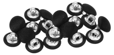 Runde Knöpfe 10 mm, 20 Stück, Aluminium mit Stoffbezug, schwarz