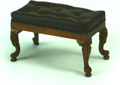 Produktbild von Miniatur Hocker aus Holz, Nussbaumfarbig. Für 1:12 Puppenstube