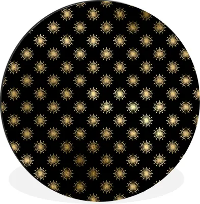 Produktbild von MuchoWow® Aluminium Wandkreis Muster - Sonne - Gold Ø 30 cm Wanddeko Modern Wohnzimmer - Wand Bild - Wohnzimmer - Runde Bilder - Alubilder - Kunst für zu Hause - Aluminium - Wanddekoration