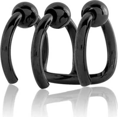 Produktbild von Ear Cuff Chirurgenstahl schwarz dreireihig 10-12mm mit Kugel Größe - 10 mm